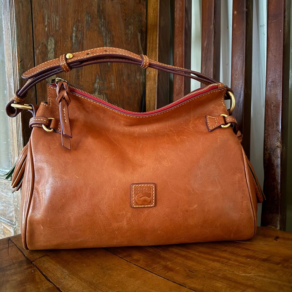Dooney & Bourke Florentine Leather Zip Hobo Natural Medium Shoulder Bag